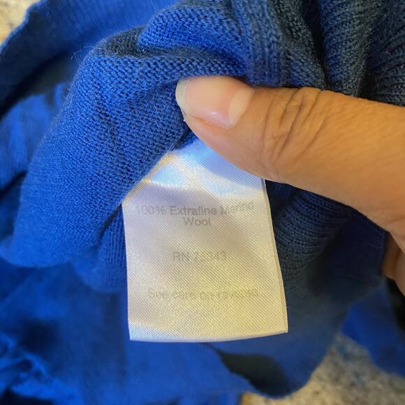 Brunella Gori Italia Sweater Men XL Merinowool Blue VNeck Pullover Luxury Preppy - Picture 6 of 9